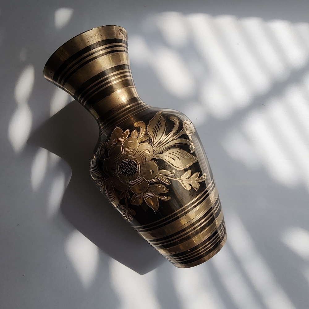 Etched Brass vase
